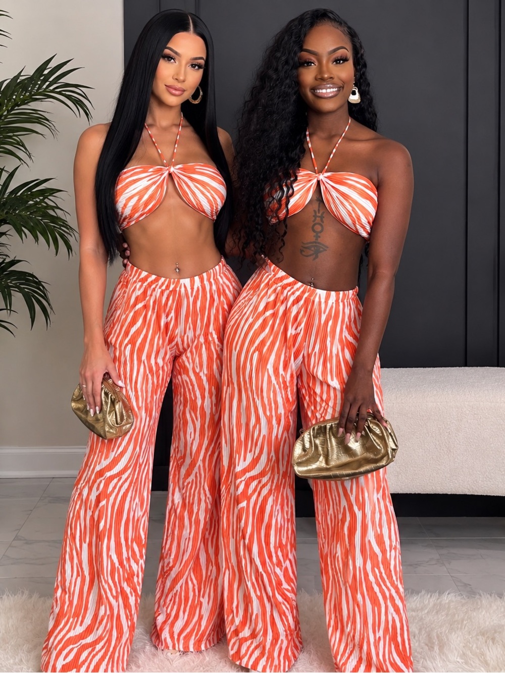 Orange Zebra Print Women's Jumpsuit